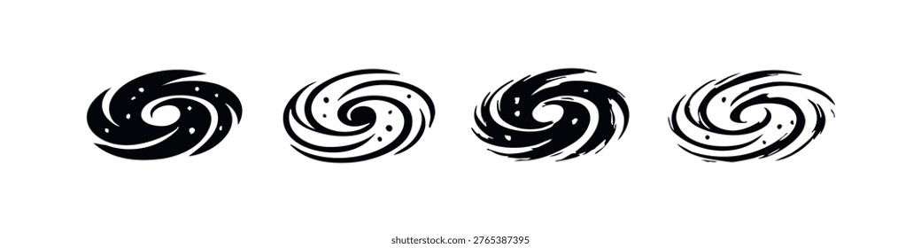 Spiral Vortex Swirl Icon Set - Abstract Cosmic Energy Symbols