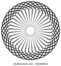 Spiral, vortex, swirl or twirl abstract monochrome graphic. Vector.