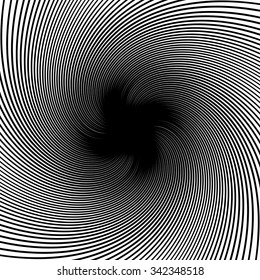 Spiral, vortex, swirl or twirl abstract monochrome graphic. Vector.