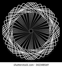 Spiral, vortex, swirl or twirl abstract monochrome graphic. Vector.