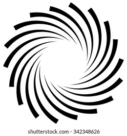 Spiral, vortex, swirl or twirl abstract monochrome graphic. Vector.