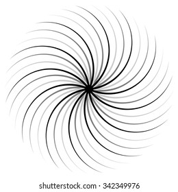 Spiral, vortex, swirl or twirl abstract monochrome graphic. Vector.