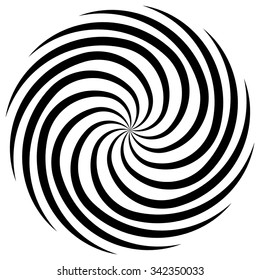 Spiral, vortex, swirl or twirl abstract monochrome graphic. Vector.