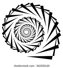 Spiral, vortex, swirl or twirl abstract monochrome graphic. Vector.