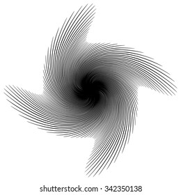 Spiral, vortex, swirl or twirl abstract monochrome graphic. Vector.