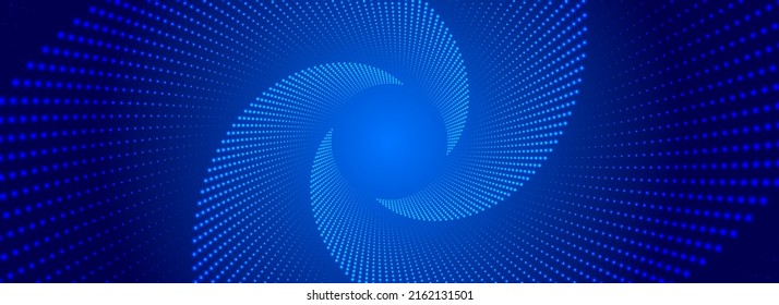 Spiral wave from dots. Spinning dotted halftone vector spiral. Hypnotic psychedelic background.