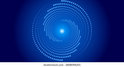 Spiral wave from dots. Spinning dotted halftone vector spiral. Hypnotic psychedelic background.