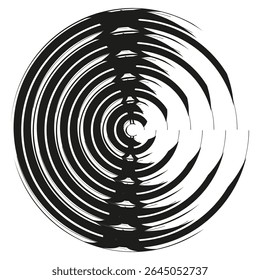 Spiral wave icon. Circular black shape. Radial motion figure. Vector contrast swirl.