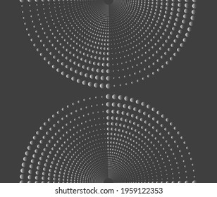 Dinámica del ritmo de la ola espiral. Forma de giro abstracta con puntos. Diseño de fondo en espiral. Ilustración del vector