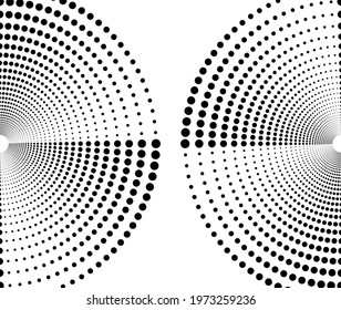 Spiral wave rhythm dynamic. Abstract swirl form with dots. Design spiral background. Vector illustration