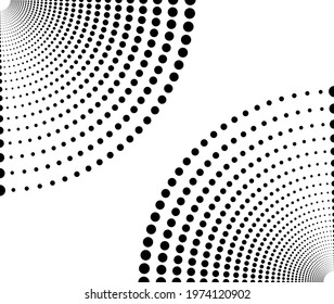 Spiral wave rhythm dynamic. Abstract swirl form with dots. Design spiral background. Vector illustration