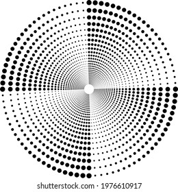 Spiral wave rhythm dynamic. Abstract swirl form with dots. Design spiral background. Vector illustration