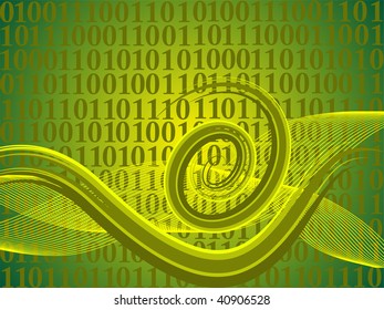 spiral and waves on a digital background - vector