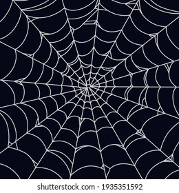 Spiral Web Background For Halloween. Halloween Dark Gothic Wallpaper. Outline Vector Illustration