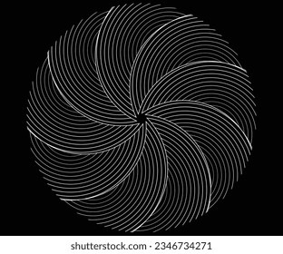 Spiral with white lines colors as dynamic abstract vector