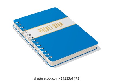 Spiral Wire Binding Pocket Book, vector illustration isolated on white background, eps