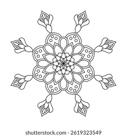 Spiraling Ethnic Patterns Mandala Coloring Book Page