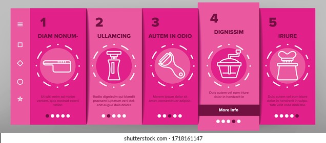 Spiralizer Kitchenware Onboarding Icons Set Vector. Spiralizer Kitchen Utensil For Slicing And Cutting, Meat Grinder And Grater Illustrations