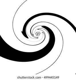 Spirally geometric image. Abstract monochrome art with radial, radiating shapes