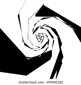 Spirally geometric image. Abstract monochrome art with radial, radiating shapes