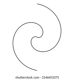 Spirally shape. Swirl, twirl, whirl and twirl vector design element. Billowy, curved lines