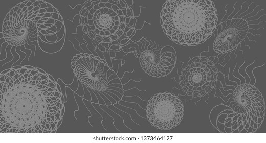 Spirals. Background of geometric shapes. Texture of the twisted spirals. Vector graphics