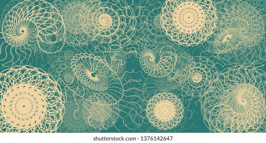 Spirals. Futuristic background. Background of geometric shapes. Texture of the twisted spirals. Vector graphics