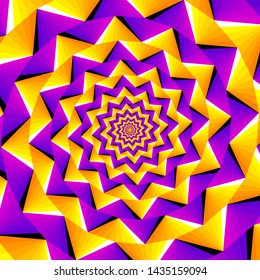 Spirals from yellow and purple triangles. Spin illusion.
