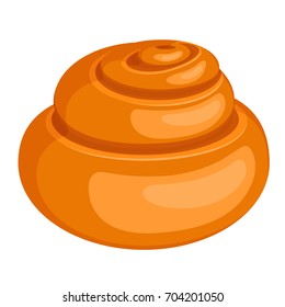 Spiral-shaped bread roll isolated illustration on white background