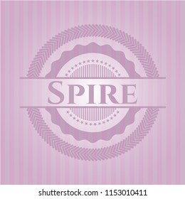 Spire badge with pink background
