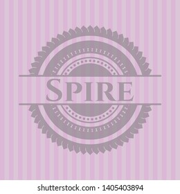 Spire badge with pink background. Vector Illustration. Detailed.