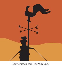 Spire and Weather Vane Silhouette