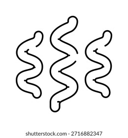 Las bacterias Spirillum se representan como iconos de arte lineal, ilustrando microorganismos procariotas curvos o en forma de espiral y su clasificación científica en biología y microbiología
