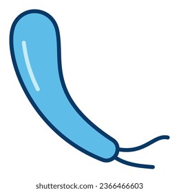 Spirillum vector Gram negative bacteria concept blue icon or sign