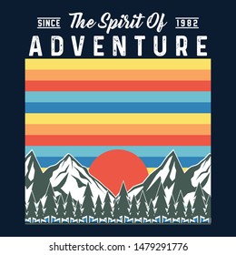  The Spirit Of Adventure slogan typography, t-shirt graphics, vectors