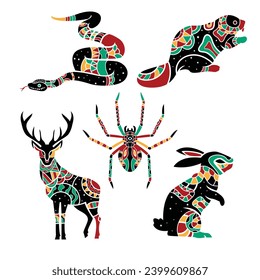 Spirit animals element collections ethnic illustrastion