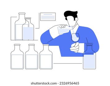 Spirit blending abstract concept vector illustration. Worker combining different spirits together, hard liquor manufacturing process, whiskey beverage production industry abstract metaphor.
