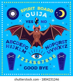 Spirit Board with Bat. Vector Illustration.