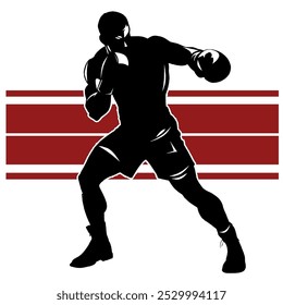 Fighter’s Spirit Capturing Courage in Boxing Silhouette Art