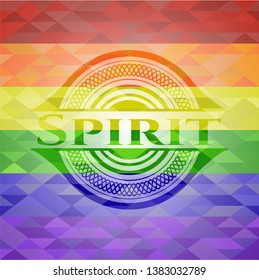 Spirit emblem on mosaic background with the colors of the LGBT flag