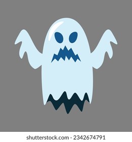 Spirit ghost . Cute halloween cartoon characters . Vector .