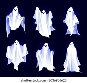 Spirit or ghost icon set, fantasy characters