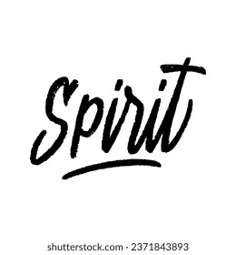 Spirit hand lettering on white background.