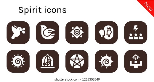  spirit icon set. 10 filled spirit icons. Simple modern icons about  - Dove, Chakra, Esteem, Motivation, Pentacle