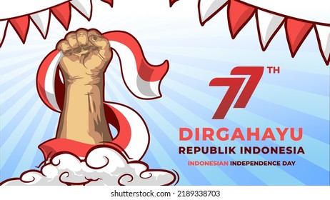 Spirit of indonesia 77th independence day background illustration