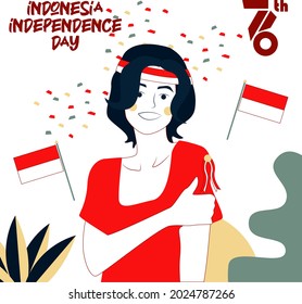 In the spirit of Indonesian independence day, youth commemorate Indonesian independence day. Beauty asians girl.