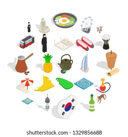 Spirit of Korea icons set. Isometric set of 25 spirit of korea vector icons for web isolated on white background