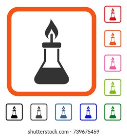 Spirit Lamp Fire icon. Flat grey pictogram symbol inside an orange rounded rectangle. Black, gray, green, blue, red, orange color variants of Spirit Lamp Fire vector.