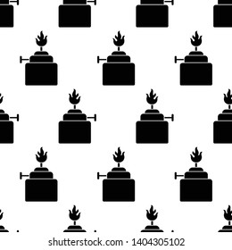 Spirit Lamp Icon Seamless Pattern, Laboratory Burner, Alcohol Lamp Vector Art Illustration