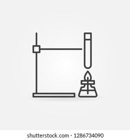 Spirit lamp with test tube concept vector icon or symbol in thin line style